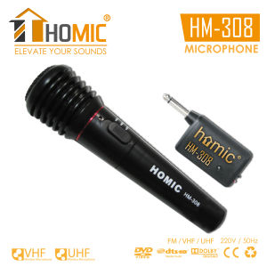 Homic HM-308 Microphone Single Wireless dan Kabel Hitam