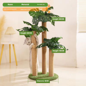 Lovinland Cat Scratching Post for Kitten Cute Green Leaves Cat Scratching Posts with Sisal Rope Indoor Cats Posts Cat Tree Pet Products