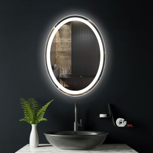 Bathroom led mirror oval smart makeup mirror bathroom bedroom dresser hotel bathroom mirror wall mounted  one-touch three-color dimmable 70cm*50cm