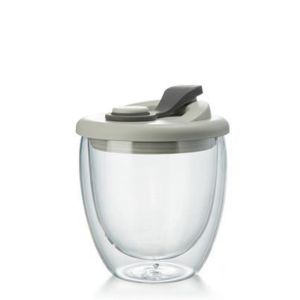 SOLARAEG Leak-Proof Glass Cup with Lid Cold/Heat Resistant Insulated Transparent Tumbler Durable Thickened Double Wall Coffee Mug Juice