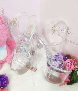 Giày cao gót nữ quai ngang đan chéo gót trụ cao 17p dây quấn cổ chân phối đồ đi chơi đi tiệc