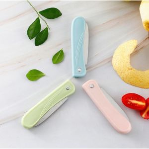 TJS  PISAU BUAH LIPAT KERAMIK GAGANG PLASTIK PISAU PORTABLE DAPUR LIPAT PISAU SERBAGUNA PR073