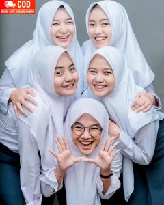 Jilbab Sekolah Segi Empat SMP SMA Putih Polos / Segiempat sekolah