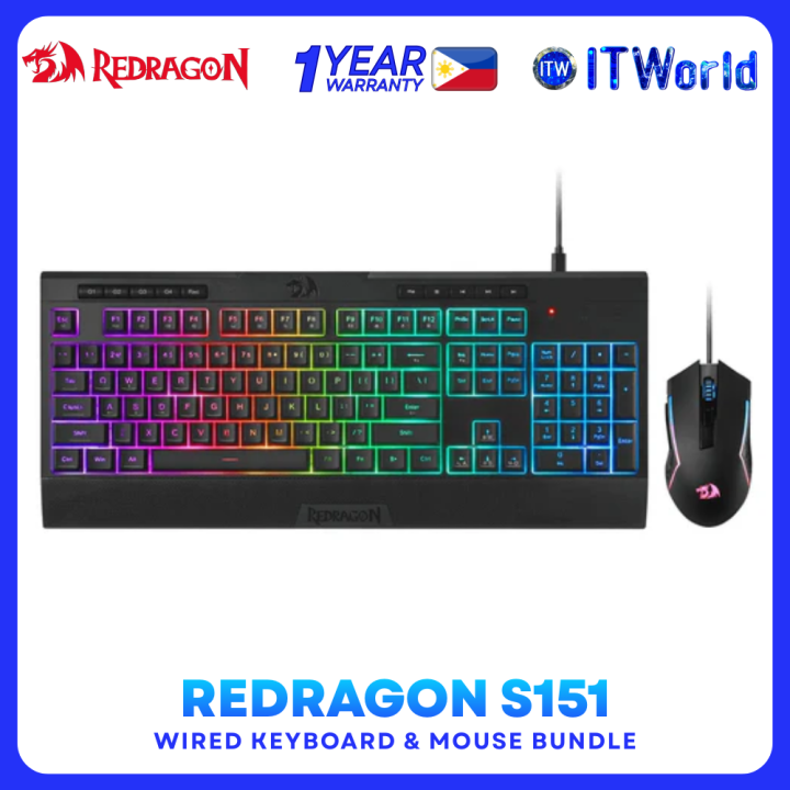 Redragon S151 Black Full Size Wired Comfort Keyboard Mouse Combo