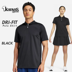 Kanvas Drifit Polo Shirts for Men & Women Quick-Dry Active Gym Sportswear Top Mens T-shirts Workout Clothes Plain Black