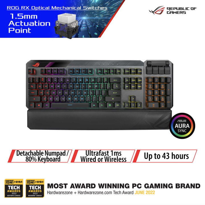 ASUS ROG Claymore II Wireless Modular Gaming Mechanical Keyboard (ROG ...