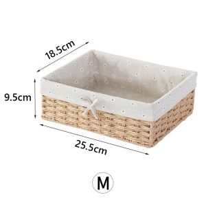 Calden Keranjang Rotan Persegi Panjang Keranjang Penyimpanan Tray Enceng Gondok List Kotak Serbaguna Rotan Storage Basket