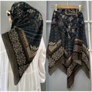 KERUDUNG SEGI 4 TERBARU 2025 MOTIF HITAM MOCCA