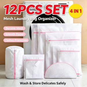 【12Pcs】4in1CLeaning Net Organizer Pouch Mesh Laundry Washing Bags
