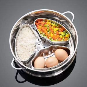 Stainless Steel Fan-shaped Steaming Plate Separated Steaming Plate Kitchen Box Bowl