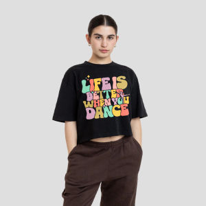 Yrich - Kaos Sport Senam Zumba Wanita Oversize Crop Top Lengan Pendek