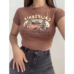 Crop Top Wanita CALIFORNIA CAR Knit Rib (LD 88 P 40)