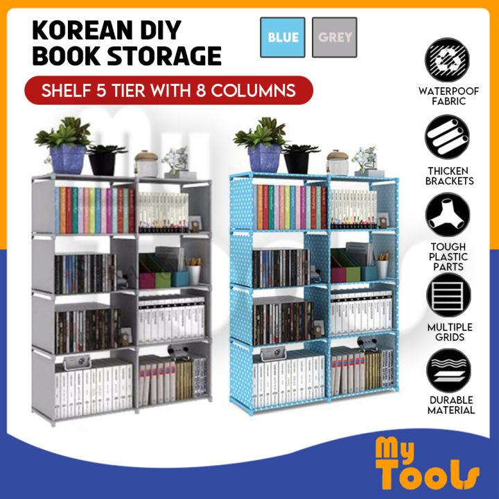 Korean DIY Book Storage Shelf 5 Tier with 8 Columns Bookcase Lazada