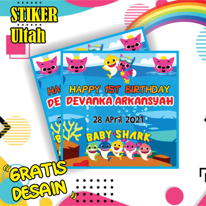 STIKER ULTAH KOTAK STIKER TEDAN SITEN STIKER CUSTOM ULANG TAHUN LABEL ...