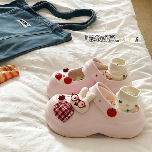 [Free Shipping] Cute Girly Style Glasses Rabbit Hole Shoes For Women 2026 Summer New Thick-Soled Non-Slip Outdoor Sandals