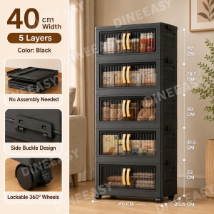 DINEEASY Foldable Cabinet For Clothes Cabinet With Magnetic Suction Door Plastic Wardrobe Storage Organize