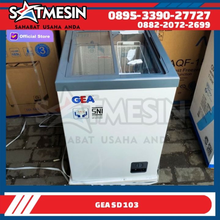 Freezer Rsa Gea Sliding Curve Glass Freezer Rsa Gea SD-103 SD 103 103 LITER MURAH ...