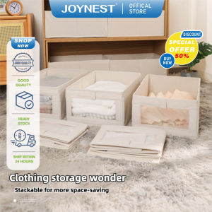 JOYNEST Nonwoven Clothes Storage Foldable Fabric Box Space-saving With Clear Mesh