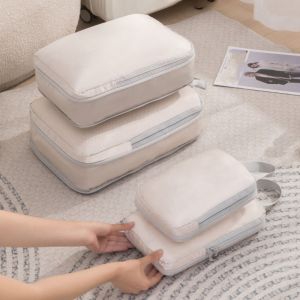 SKYJS 4Pcs Waterproof Travel Compression Packing Cubes Bag Space-saving 4 Size Luggage Storage Bag Multifunctional Durable Suitcase Clothes Organizer Travel
