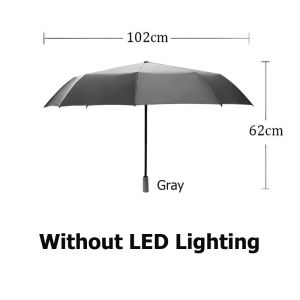 KongGu UV Umbrella Automatic Windproof Auto Umbrella Foldable with LED Lighting UV 99% Block with Black Layer Sunshade Rainproof Anti-UV 雨伞自动