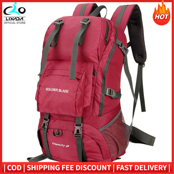 50L Mountaineering Backpack Waterproof Outdoor Running Bag Bicycle Bag  Large Capacity Riding Bag Breathable Jogging Travel Daypack Bag for Riding 