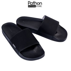 (Đế nhám) Dép nam nữ quai ngang slipper Pathon quai PVC và đế PU đen quai đen SD23NHAM