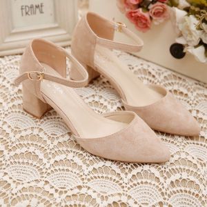 [Free Shipping] Soft leather chunky heel closed-toe sandals for women 2025 spring/summer new versatile one-strap buckle high-heeled shoes