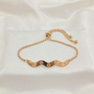Gelang Serut Gelombang Polos dan Permata Simple Titanium Anti Karat