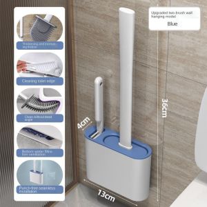 2 in 1 Silicone Toilet Brush Wall-mounted No Dead Angle Toilet Cleaning Tool Brush Berus Tandas 厕所马桶刷
