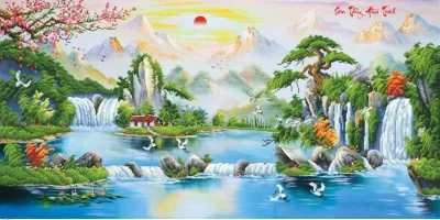 [HCM]tranh thêu chữ thập Sơn thủy hữu tình - LV3045