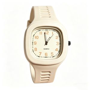 Minimalist Square Silicone Quartz Watch for Students Boys Girls Daily Waterproof Casual Sports Wrist Watch