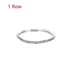 CHUAN 1-10 Rows Wedding Bridal Woman Wristband Elastic Bangle Stretch Bracelet Crystal Rhinestone