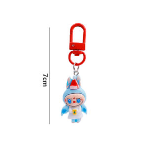 Christmas Cute Labubu Car Keychain Pendant New Year Party Atmosphere Accessories Decoration Car Key Ring Backpack Hanging Ornament Decor