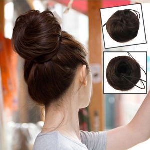 Donut Chignon Bun Clip In Straight Hair Extensions Women Hairstyles Heat Resistant Synthetic Hairpieces