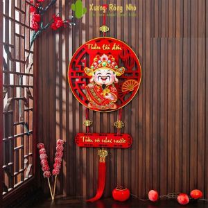 Dải treo thần tài lắc đầu gọi tài lộc đồ trang trí tết thần tài treo cửa may mắn tết 2025 tặng kèm móc treo