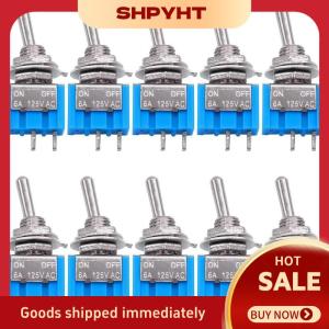 SHPYHT✨ 10pcs DPDT Mini Toggle Switch 2pin 2 Position ON Off Miniature Toggle Switch 6A 125V Toggle Switch6mm Opening