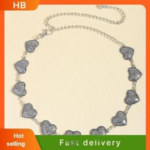 HB Vintage Gold Chain Belt Female Heart Metal Ladies Waist Punk Goth Belts For Women Thin Waistband Pant Accessory