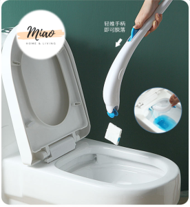 Easy Clean Disposable Toilet Brush and Holder Set with 12 Refills for Bathroom Cleaning- Space Saving Sturdy Deep Cleaning No Bacterial Residual