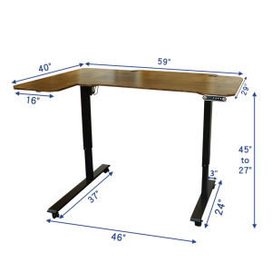 Officebus Single Motor Standing Desk /Smart Lifting Motorized and Height Adjustable Table Study/office Whork desk 59 inches 1.5M for left side
