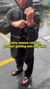 Reflective Motorcycle Raincoat Waterproof Jacket and Pants Upgraded Thickened For Adults