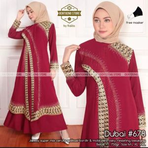 Empat Saudar / (COD) Gamis Arab Turkey/Gamis Abaya Arab Model Jersey Mix Ceruti Bordir Mote Swarosky Model Silang Motif Melati 1175 Terbaru