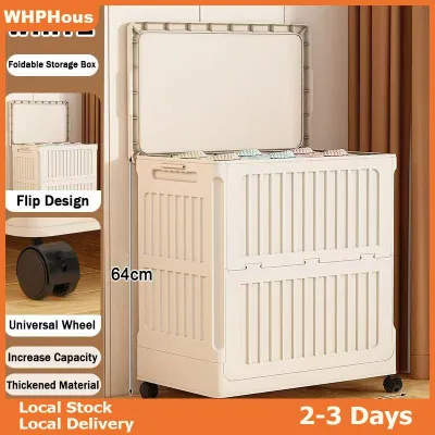 【WHPHous】 Wheeled Plastic Storage Box Large Capacity for Foldable Toy Organization