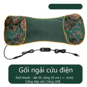 Gối ngải cứu cổ vai gáy cắm điện sưởi ấm giúp giảm đau vai gáy cổ Gối kê cổ thảo dược hương thơm dễ chịu