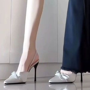 [Free Shipping] Korean-Style Bow-Tie Sandals Elegant And Chic Perfect For Dates And Paired With Dresses Pointed-Toe Stiletto-Heeled High Heels