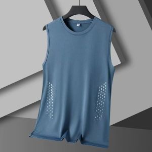 Z1BEE 2025 2025 Men Mesh Sleeveless Shirt Ice Silk Vest Gym Workout Top Summer Quick Dry Breathable Shirt Blue Black White Grey
