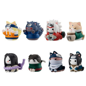 New 8 Pcs Anime Naruto Figures Model Toys Cartoon Mini Kawaii Cat Version Sasuke Action Figure Doll Suit Toys for Children Gift