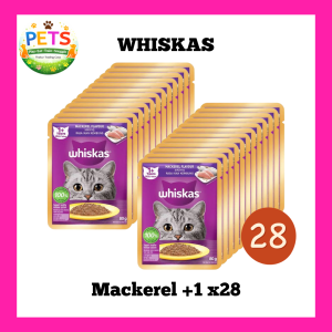 Whiskas wet food pouch 80g x 28pcs Adult +1 Kitten JR