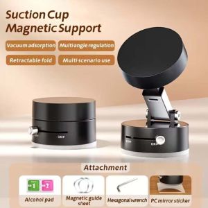 MLADEN 360° Rotation Double Sided Vacuum Suction Cup Magnetic Phone Holder Lazy Multi-functional Foldable Storage Holder