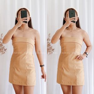 DNEMNLPH Maddie Basic Tube Romper Shorts - BKK Korean Garter Woven Summer Jumpshorts Overlap Playsuit Fitted Skort