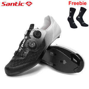 Santic Cycling Shoes Road Cleats Grade 14 Carbon Fiber Sole Breathable Lightweight Bike Lock Sneakers
